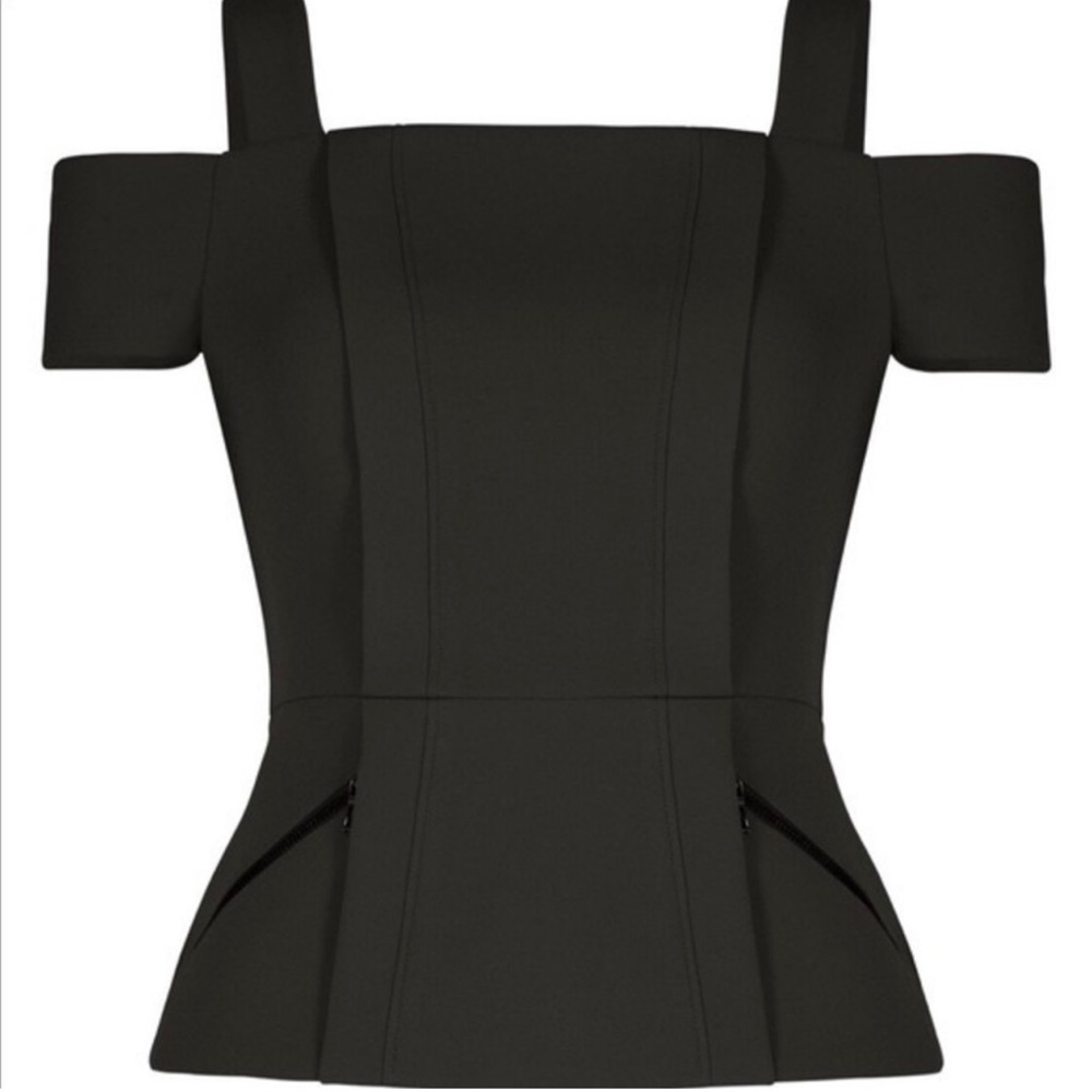 BCBG MAXAZRIA  “EMELYA” Cold Shoulder Peplum Blouse Top NWT